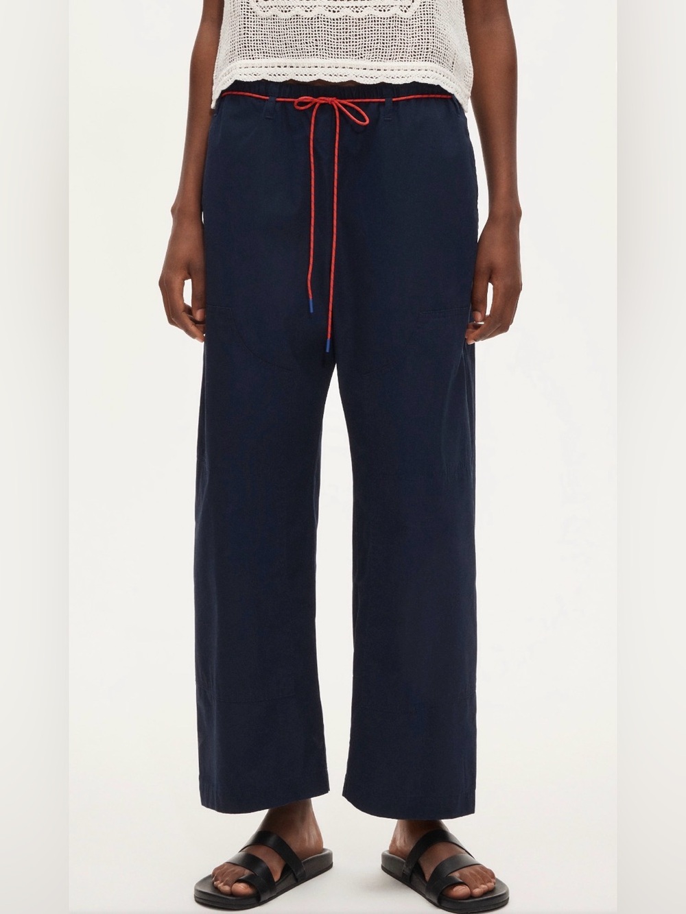J.Crew Luna Pant with Removable Paracord Navy Size M NWT